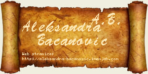 Aleksandra Bacanović vizit kartica